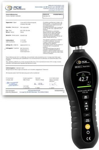 PCE Instruments Schallpegel-Messgerät PCE-324-ICA in Schwarz, kalibriert nach ISO, Farbdisplay, Messbereich 30 - 130 dB, Frequenzbereich 1kHz - 8kHz - Bild 1