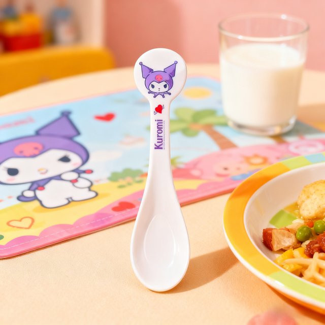 Sanrio Suppenlöffel für Kinder mit Kuromi und Hello Kitty Motiv, weiß, Melamin, spülmaschinenfest - Bild 1