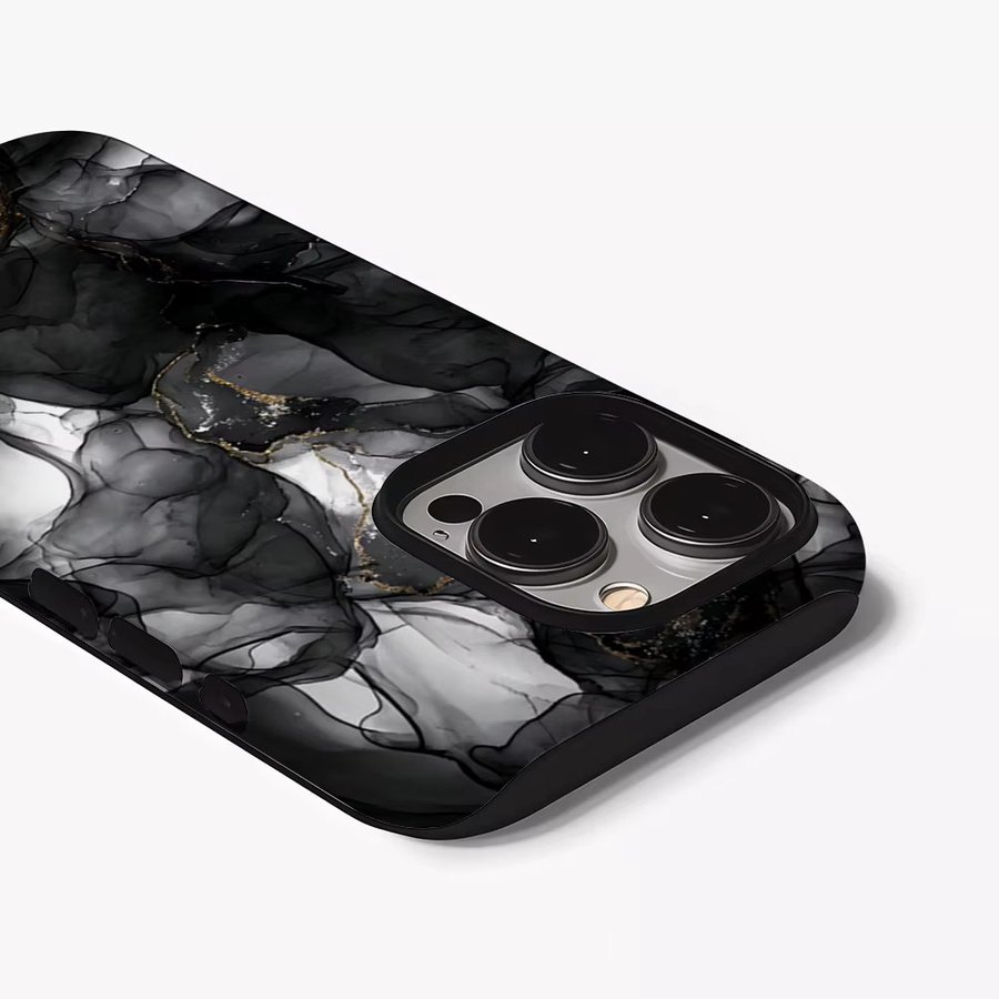 Potdemiel Handyhülle Ink Gold Swirl für iPhone 17 16 15 14 13 12 Pro Max Plus, stoßfeste doppellagige Rückseite, Gold/Multicolor - Bild 3