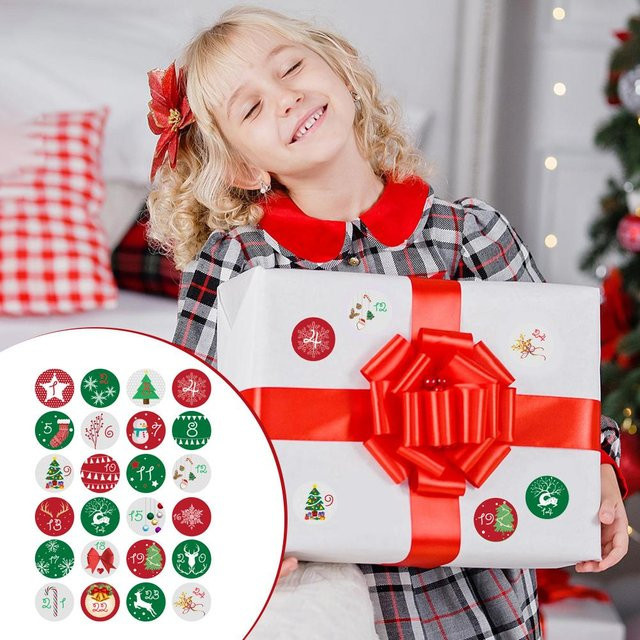 Weihnachts-Zahlen-Aufkleber in Multicolour für Geschenke, Verpackungen und Dekoration - Bild 1