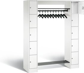 C+P Offene Garderobe Serie 8070 in Verkehrsweiß mit Garderobenstange und Zylinderschlössern, H x B x T: 195 x 143 x 48 cm - Bild 1