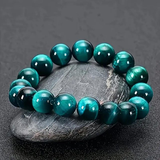 Perlenarmband blau, Tigerauge, 8mm, Unisex - Bild 1