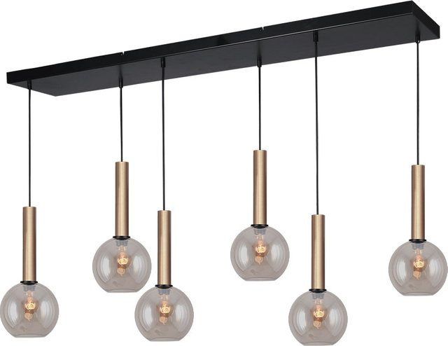 Masterlight Bella 2 Pendelleuchte 6-flammig in Gold mit Glas in Gold Fumé und Gold matt - Bild 1