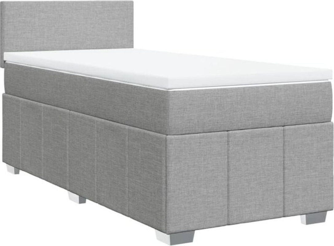 vidaxl Boxspringbett mit Matratze in Grau und Weiß aus Stoff, B/T/H: 200 x 100 x 100,5 cm - Bild 1
