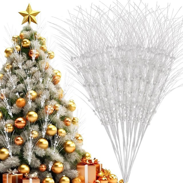 MENGHAO Künstlicher Beerenstrauß in Weiß für Weihnachtsbaum und Vase, Höhe: 40 cm - Bild 1