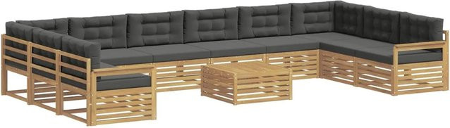 vidaXL Sofagarnitur aus Massivholz Akazie mit Latten-Design und Armlehnen in Anthrazit, Weiß oder Grau - Bild 1