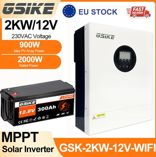 GSIKE Hybrid-Solarwechselrichter mit MPPT-Ladegerät für Solar-Batteriepakete, 11KW 6.2KW 48V 4KW 24V 12V 2KW, 230V, 160A-60A, Max PV 450V - Bild 1