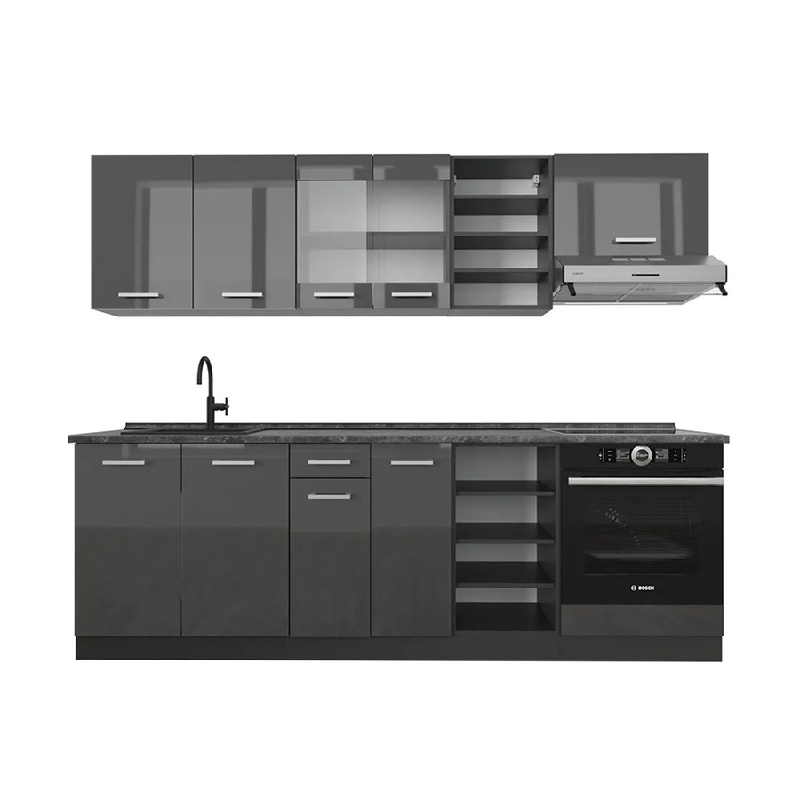 Vicco R-Line Küchenzeile Anthrazit Hochglanz Breite: 240 cm - Bild 2