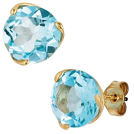 Colfem Ohrstecker 585 Gelbgold, Blautopase, Zirkonia - Bild 1