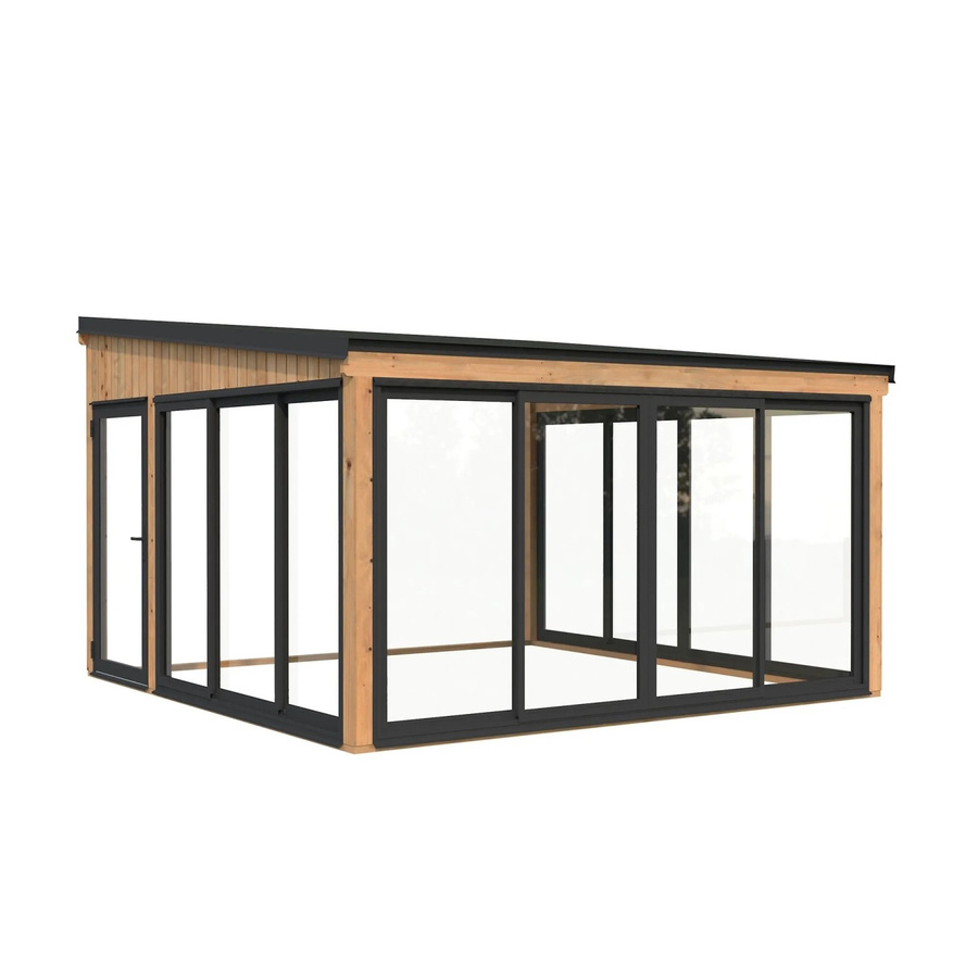 Palmako Gartenhaus Lumi aus Fichtenholz mit Pultdach in Braun, B/T: 420 x 420 cm - Bild 2