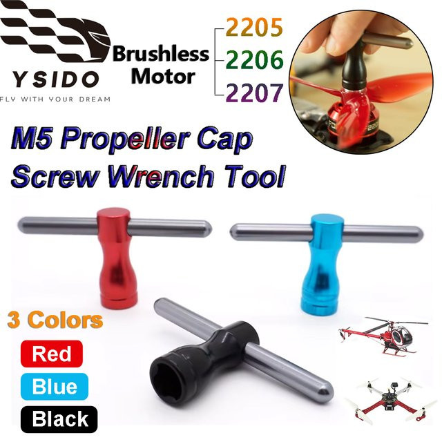 YSIDO M5 Schraubenschlüssel Propellerkappe Sechskantmutter Schnellspanner Steckschlüssel, Blau, Metall, Zubehör - Bild 1