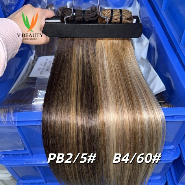 MAKI Haarverlängerungen Echthaar, Platinblond Ombre, Glatte Tressen, Damen - Bild 1