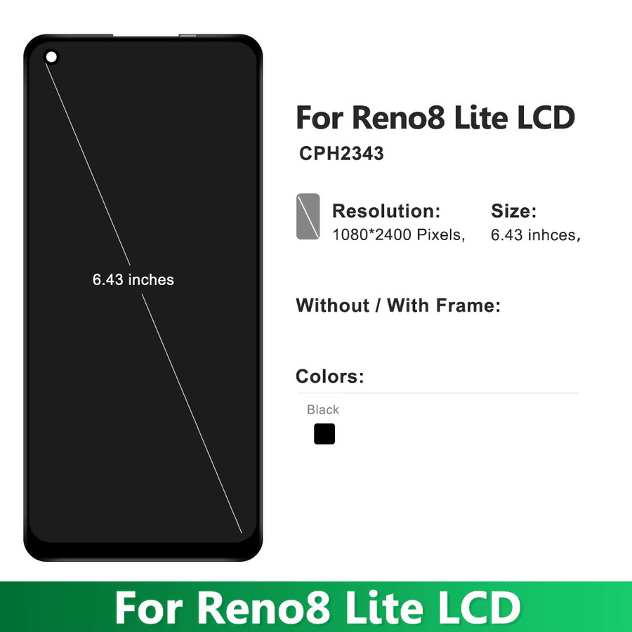 OPPO Reno8 Lite LCD Display Touchscreen Digitizer Montage in Schwarz (AMOLED/TFT) für CPH2343 - Bild 3