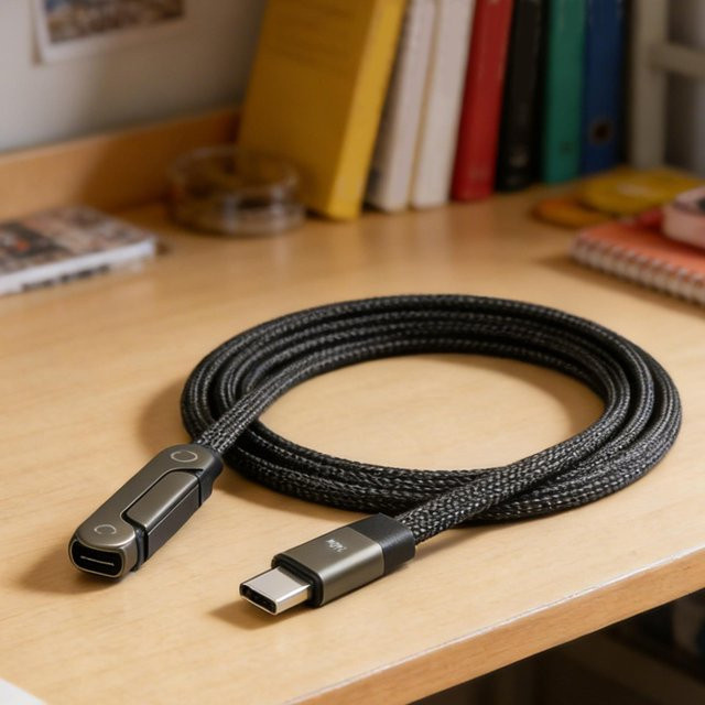 Rechtwinkliges Ladekabel für Schnellladung und Datenübertragung in Schwarz, Länge: 1,5 m - Bild 1
