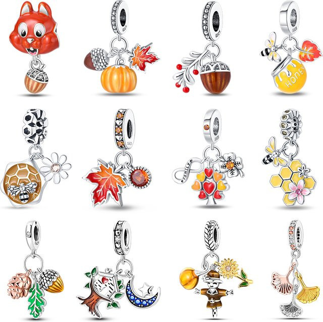 Pandach Charms Armband, 925 Silber, Eichhörnchen, Ahornblatt, Unisex - Bild 1