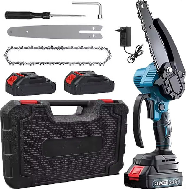 OWJHE Mini-Elektrokettensäge für Makita 18V Akku, tragbare Handkettensäge mit Holzsägeblatt in Blau - Bild 1