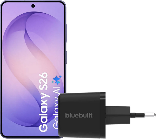 Samsung Galaxy S26 5G Smartphone 512GB Dunkelblau mit BlueBuilt 45 Watt Ladegerät Schwarz - Bild 1
