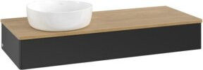 V&B Antao Waschtischunterschrank mit LED-Beleuchtung, Wandmontage, Eiche honig, Blau, B/T/H: 120 x 50 x 19 cm - Bild 1