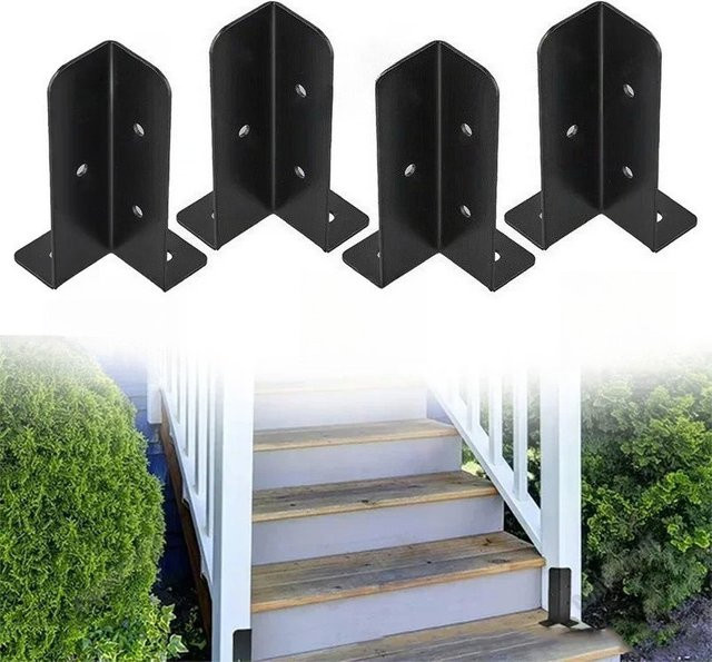 YIAEEY 4er-Set Einstellbare Pfostenanker für Pergola und Holzzaun zur Unterstützung von Zaunpfosten und Holzpfählen - Bild 1