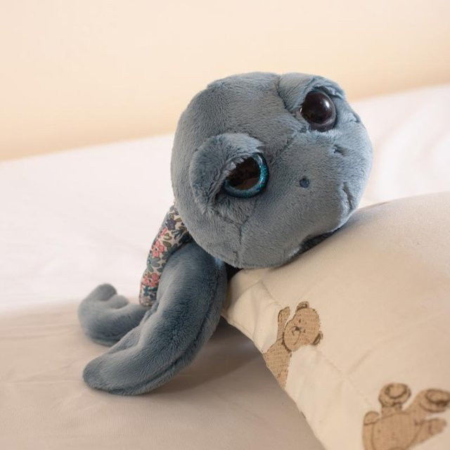 Linyi toy Meeresschildkröte, Plüschtier, blau, floral, 24cm - Bild 1