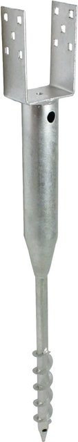 TRUTZHOLM U-Profil Bodenhülse zum Einschrauben, Feuerverzinkter Stahl, Farbe: Silber, B/T/H: 10 x 10 x 86,5 cm - Bild 1