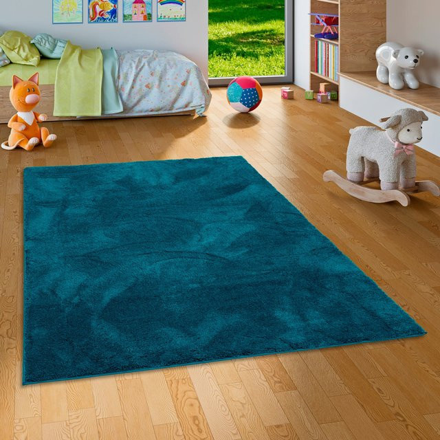 Pergamon Kinderteppich Silky Kids Super Soft Hochflor in Türkis - Bild 1