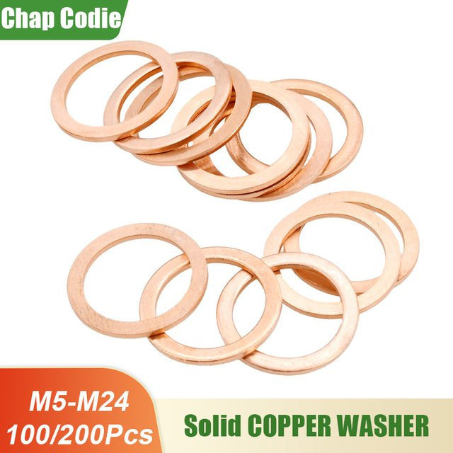 Chap Codie Kupferdichtungen als Ölsumpfstopfen-Dichtung und Ventil-Abstandshalter, flache Metall-O-Ringe, Farbe: Messing/Kupfer, M10 x 14 mm - Bild 1