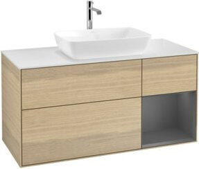 V&B Waschtischunterschrank Finion in Anthrazit mit Eichenoberfläche, Breite: 120 cm, Tiefe: 50,1 cm, Höhe: 50,1 cm - Bild 1