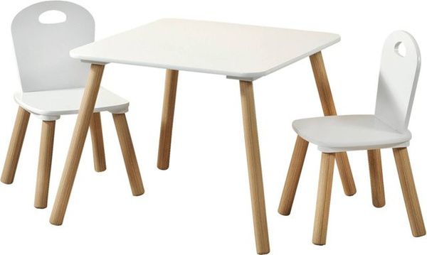 Kesper Kindertisch Set mit 2 Stühlen in Weiß aus FSC zertifiziertem Holz