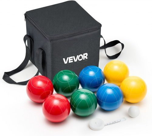 VEVOR Bocce Ball Set, 8 Resin Balls, für 2 bis 8 Spieler, Rot/Grün/Blau/Gelb - Bild 1