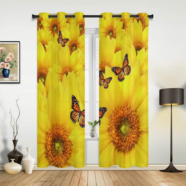 Orientalischer Blumen Vorhang im Retro-Stil für Wohnzimmer und Schlafzimmer, Rot und Gelb, Breite: 135 cm, Höhe: 60 cm - Bild 1