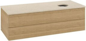 V&B Waschtischunterschrank Antao mit Frontstruktur und Beleuchtung in Honey Oak, B/T/H: 120 x 50 x 50 cm - Bild 1