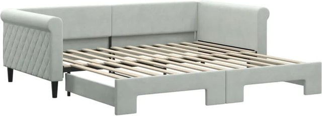 vidaXL Ausziehbares Tagesbett in Hellgrau mit Samtbezug und Schubladen B/T/H: 100 x 200 cm - Bild 1