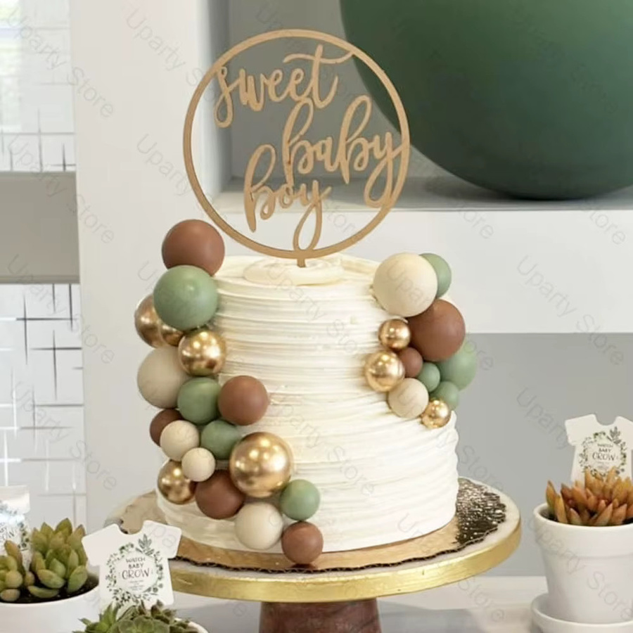 60 Stück Metall Kugeln zur Kuchendekoration in Gold und Beige, Durchmesser: 2–4 cm - Bild 3