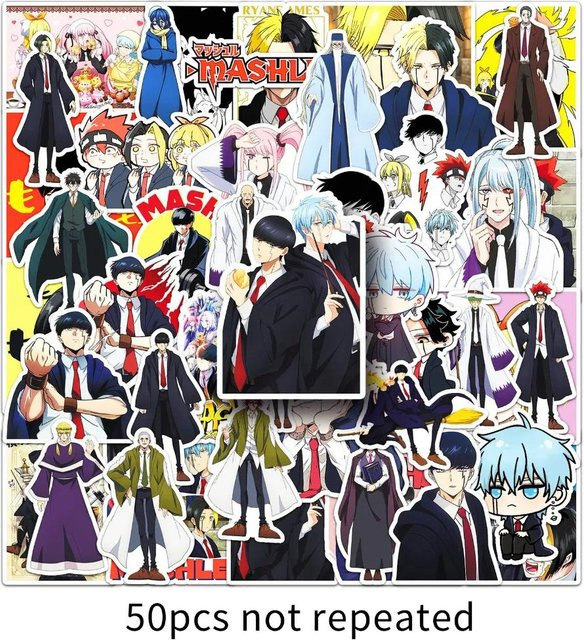 50 Stück Wasserdichte Anime Mashle: Magie und Muskeln Aufkleber von CHIC STUDIO in Grau und Multicolour - Bild 1
