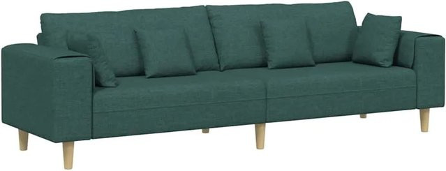 vidaXL Sofa mit Kissen in Dunkelgrün aus Stoff, modern und linear, B/T/H: 250 x 77 x 76 cm - Bild 1