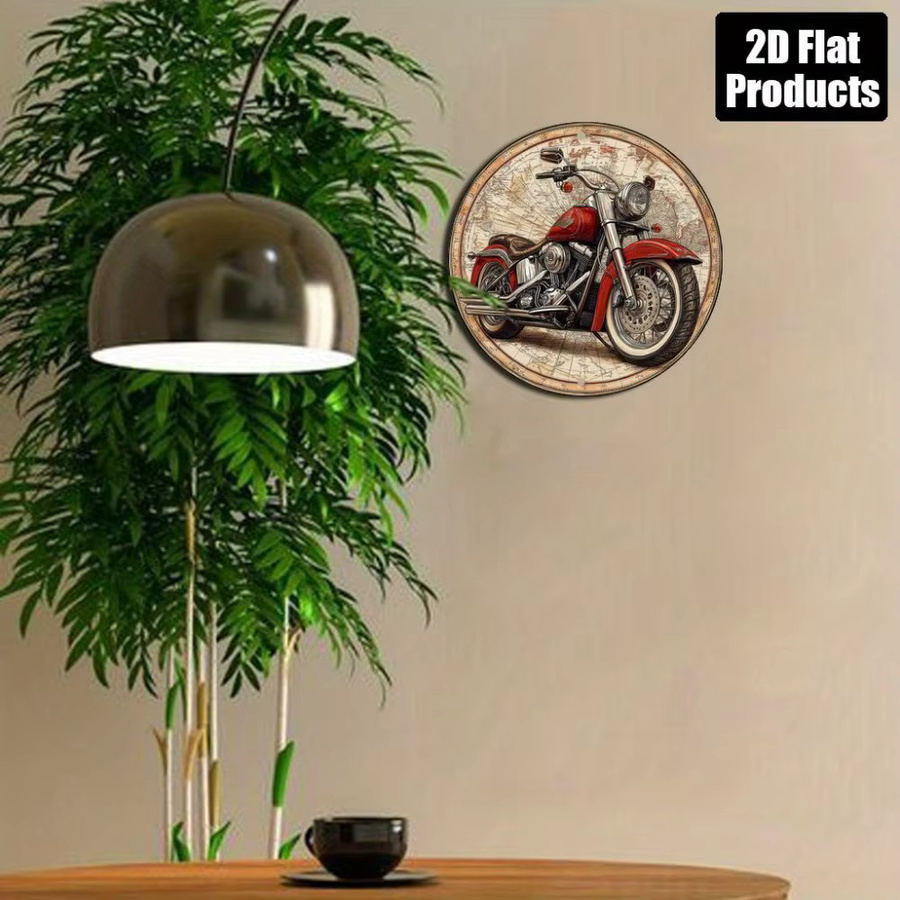 Hello Young Davidson Vintage Motorrad-Wandkunst aus Aluminium mit antikem Karten-Design, B/B: 20,3 x 20,3 cm - Bild 5