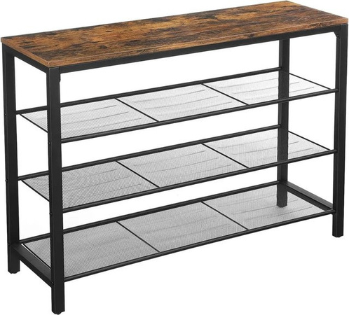 Vasagle Schuhregal aus Holz und Stahl in Braun-Schwarz, B/T/H: 100 x 30 x 72 cm