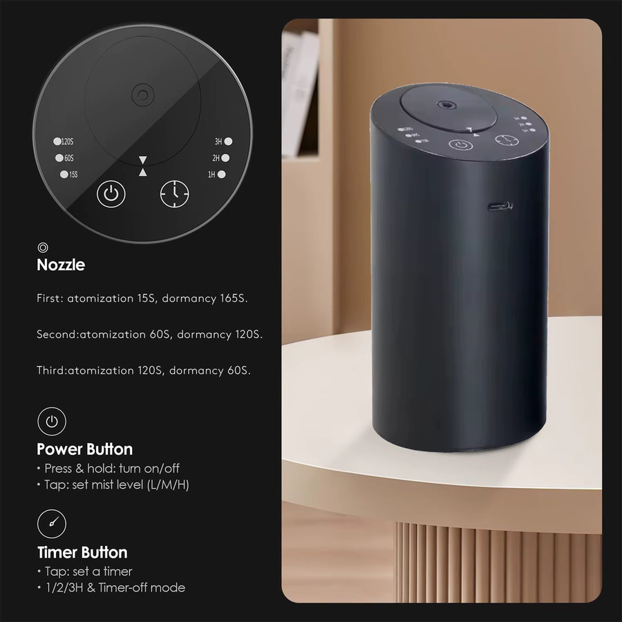 PDQ Auto-Duftdiffusor, elektrischer und wiederaufladbarer Aroma-Diffusor für das Auto oder Zuhause, Grau - Bild 2