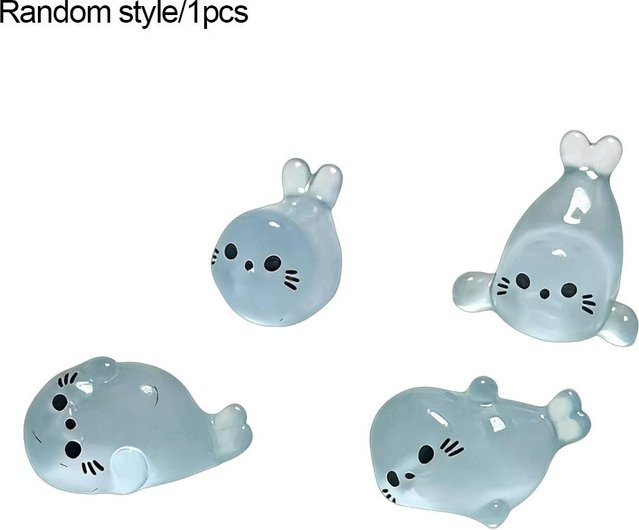 BC Pet Supplies Leuchtende Mini-Robbenfiguren aus Harz in Grau und Blau für DIY-Bastelarbeiten und Gartendeko - Bild 1