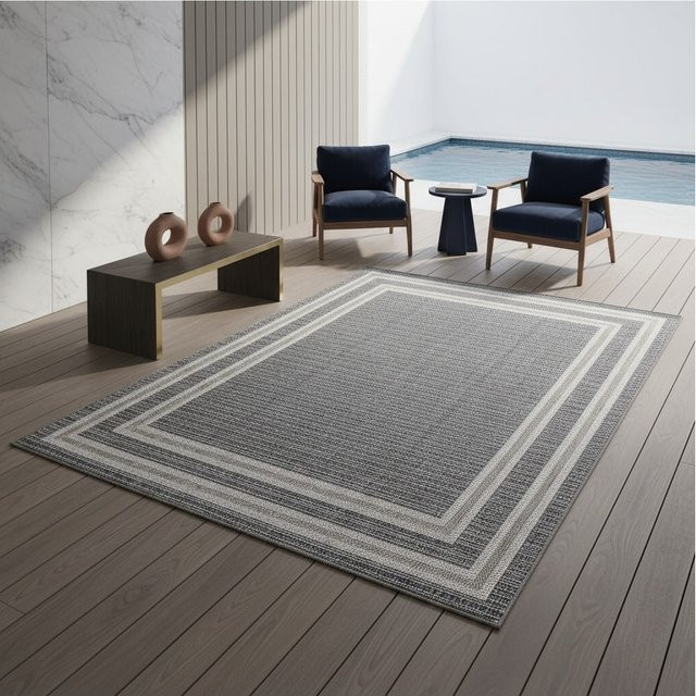 Outdoor-Teppich LIRIA von Kadima Design in Grau mit Bordüre, B/T: 160 x 230 cm - Bild 1