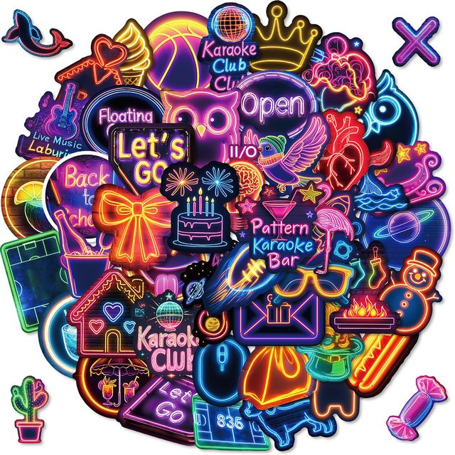 Charile Neonlicht-Cartoon-Aufkleber Set mit Graffiti-Sticker Motiv in Multicolour für DIY Schreibwaren und Koffer wasserfest - Bild 1