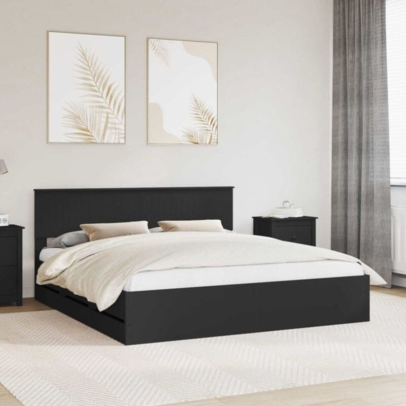 Vidaxl Funktionsbett mit Schublade aus Holzwerkstoff in Schwarz, B/T/H: 180 x 200 cm - Bild 1