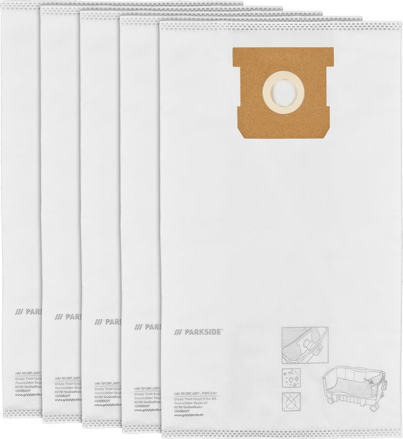 PARKSIDE Filtertüten PFT 8 A1 Vliesfilterbeutel 5-teilig in Weiß - Bild 1