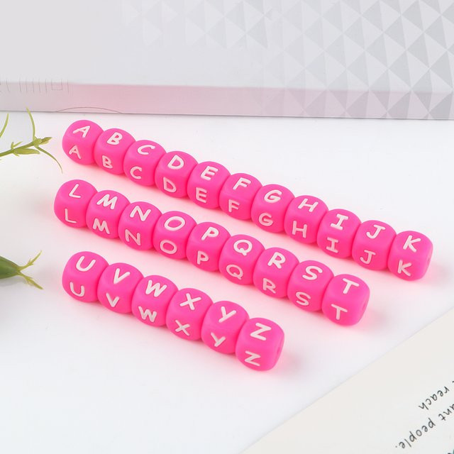 Kovict Buchstabenperlen, Silikon, rosa, 12 mm, Unisex - Bild 1