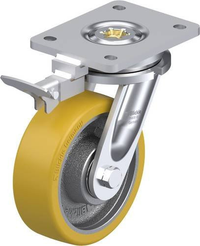 Blickle Lenkrolle LO-GTH 150K-RI4 mit Feststeller, Rad-Durchmesser: 150 mm, Tragfähigkeit: 800 kg, Farbe: Silber - Bild 1