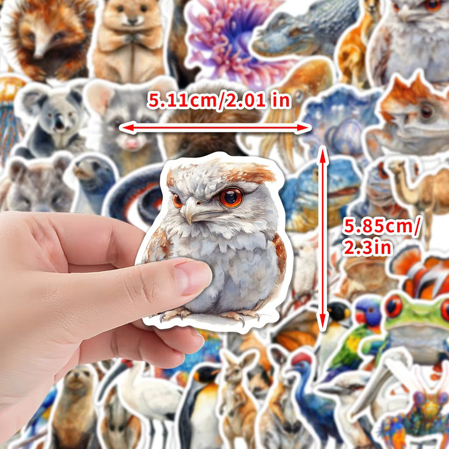 50 Stück australische Tier-Graffiti-Aufkleber von YourLife Store, wasserfeste Dekoration in Multicolor und Weiß für Wasserbecher und Telefone - Bild 4
