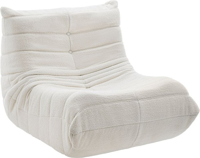tectake Relaxsessel mit Bouclé-Bezug in Weiß, B/T/H: 95 x 100 x 75 cm - Bild 1