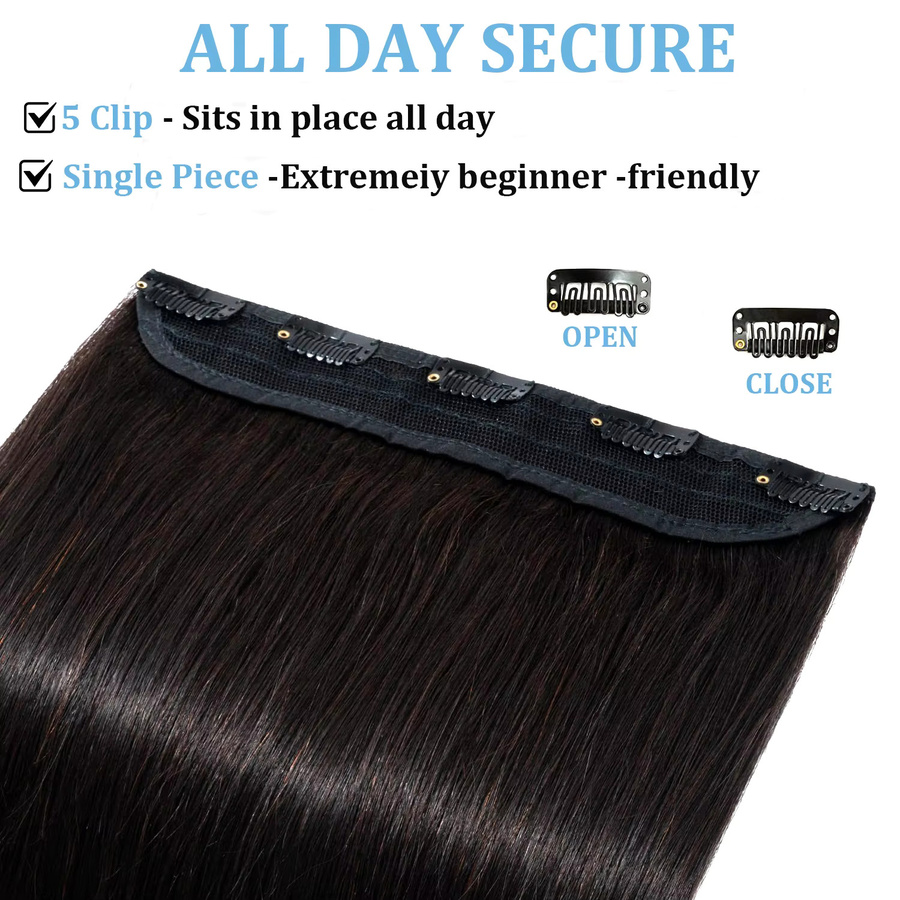 Happy Monday Haar Extensions, 100 g, 100 % brasilianisches Remy-Echthaar, gerade, 5 Clips - Bild 2