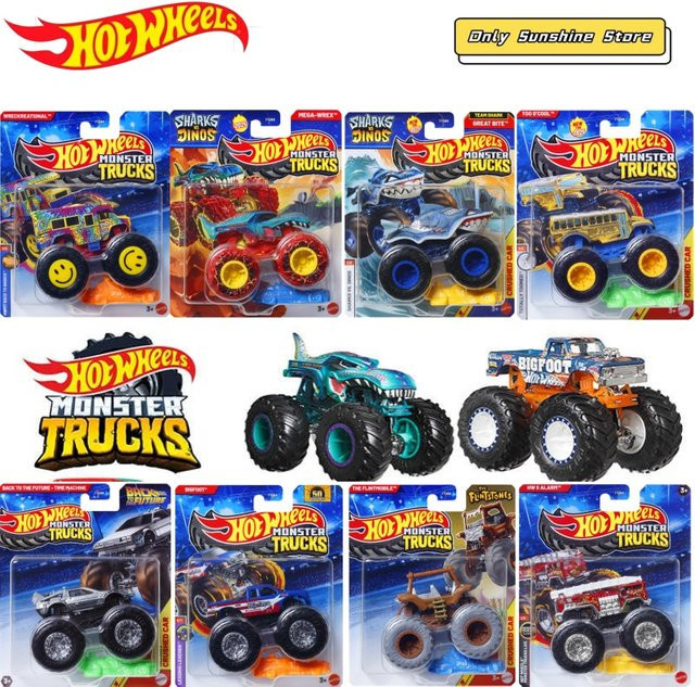 Hot Wheels Monster Trucks Tiger Shark Bigfoot, Druckguss-Modellauto, 1:64 - Bild 1